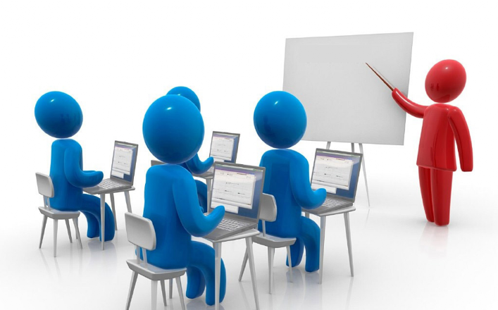 Ilustración de curso de capacitación presencial